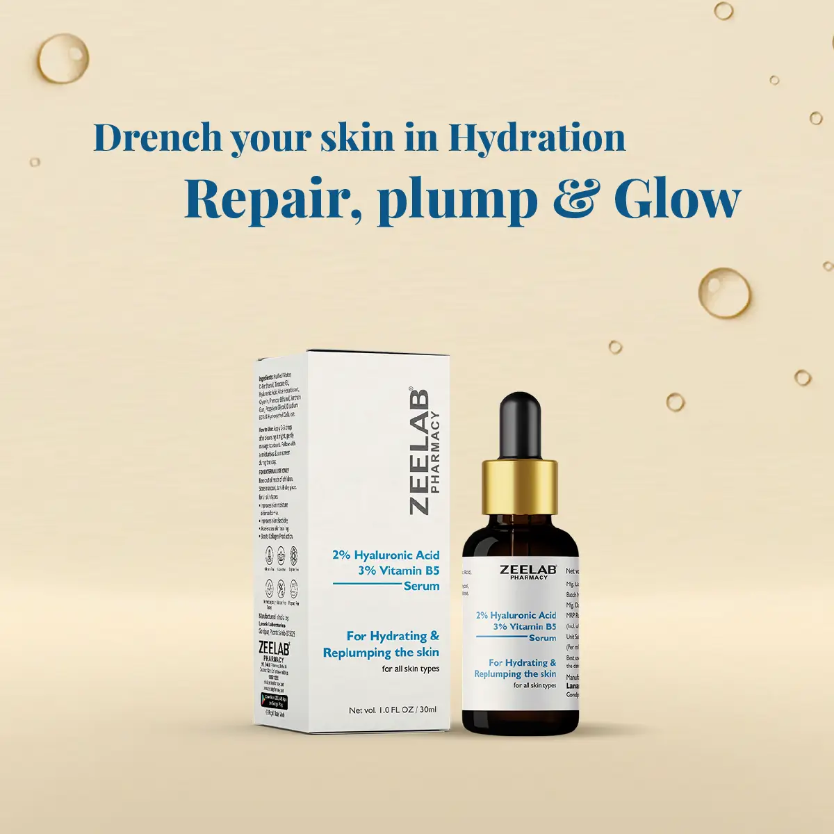 Zeelab 2% Hyaluronic Acid + 3% Vitamin B5 Face Serum